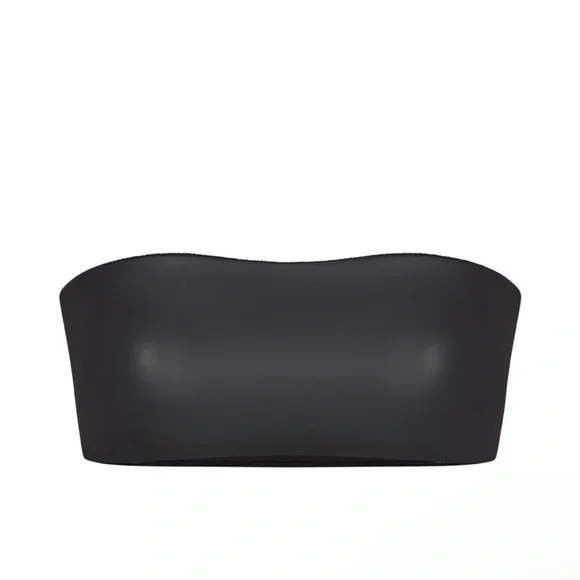 🖤SKIMS SWIM FAUX LEATHER MICRO PLEATHER BANDEAU BIKINI TOP ONYX XXS M - Picture 4 of 6